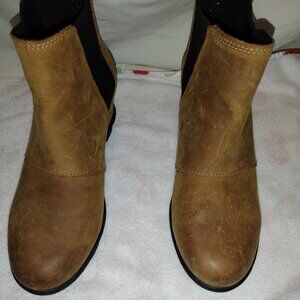 SOREL Brown Leather Chelsea Ankle Boots Lug Sole | Women’s Size 7